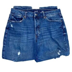 Old Navy High Rise Curvy OG Straight Jeans Womens Size 16‎ Distressed Button Fly
